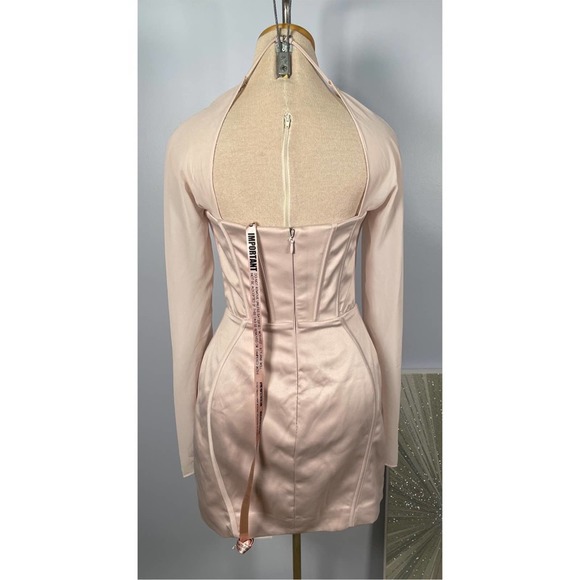 House of CB Isra Long Sleeve Georgette Corset Mini Dress in Crystal Pink Size S - Picture 10 of 14